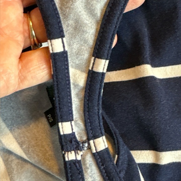 Classic navy white striped sleeveless knit pullover maxi dress gathered skirt - Picture 5 of 5